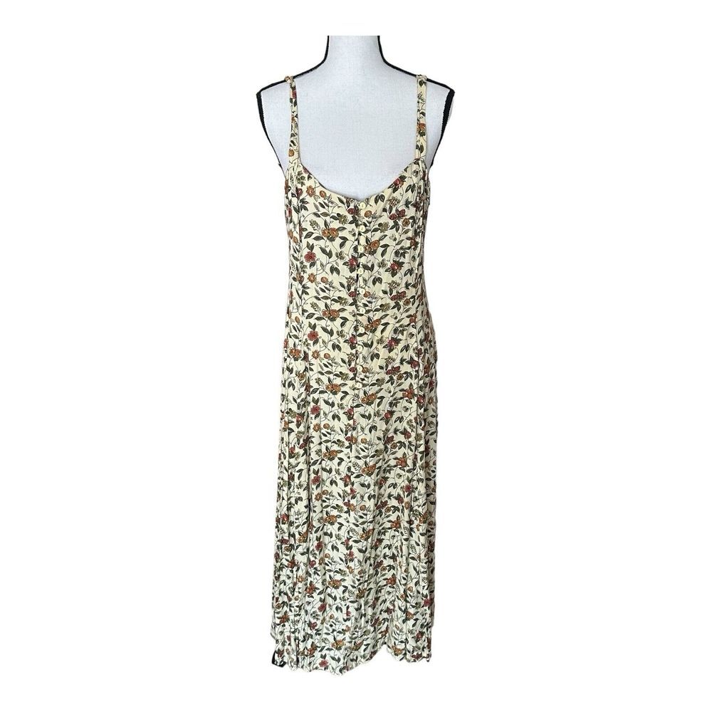 Vintage 70s‎ ADINI Indian Viscose   Maxi Cream/Green  Floral Dress Print…